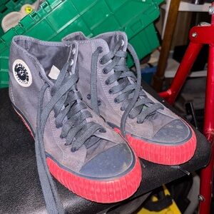 P.F. Flyers Blue and Red High-Top Sneakers
